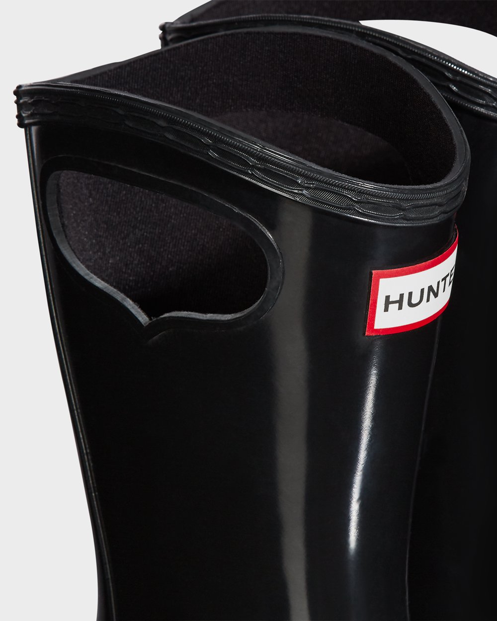 Kids Hunter Original Big Grab Handle Gloss | Rain Boots Black | NZ-82061-MHXC